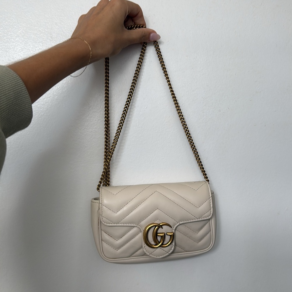 Gucci GG super mini in off white chevron - Picture 7 of 8
